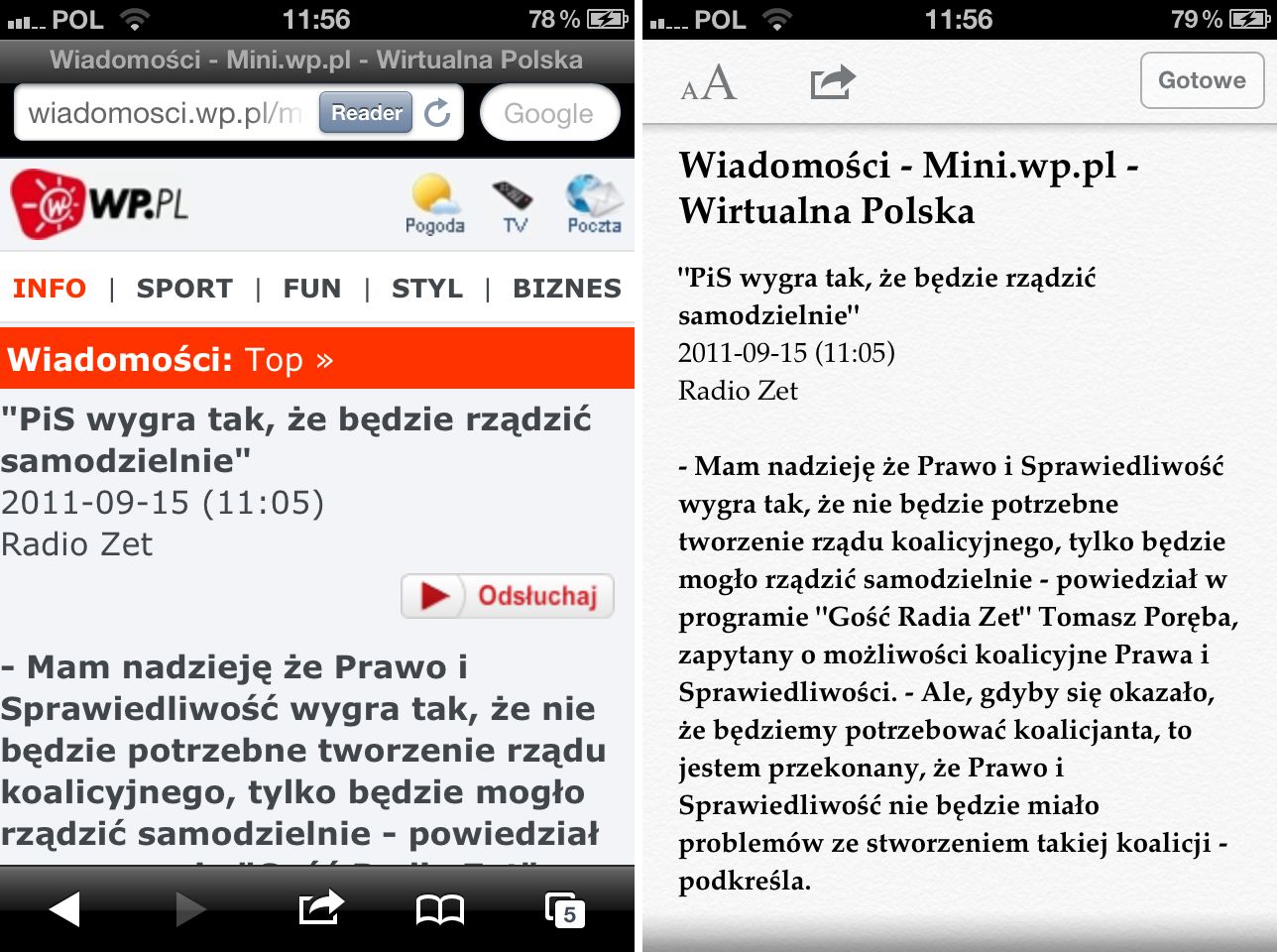 Genialny tryb Reading oraz Czytelnia w Safari iOS 5 2
