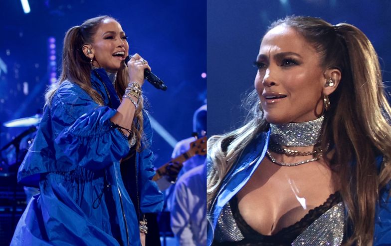 Jennifer Lopez w cekinowym staniku prezentuje wyrzeźbiony brzuch na scenie (FOTO)