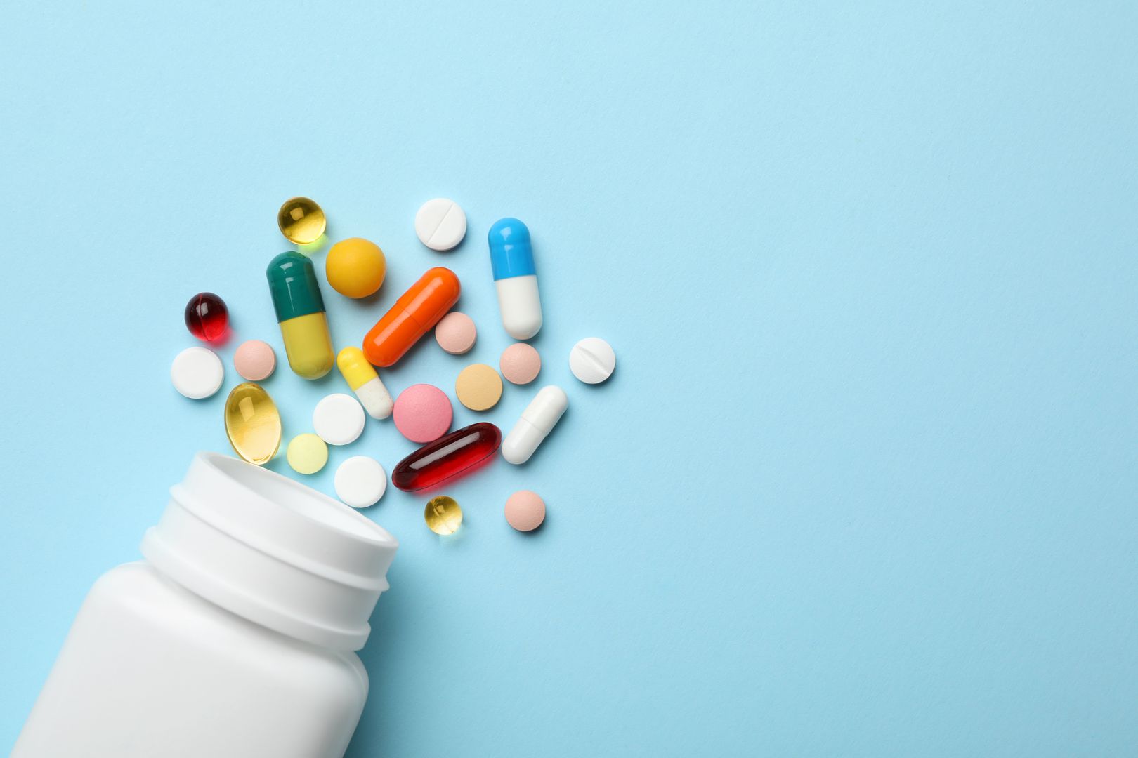 Bottle and scattered pills on color background, top view. Space for text
addiction, antibiotic, assorted, background, blue, bottle, capsule, care, chemistry, color, colorful, concept, container, copy, different, disease, dosage, dose, drug, drugstore, flat, health, lay, many, medical, medicament, medication, medicine, meds, object, overdose, painkiller, paracetamol, pharmaceutical, pharmacy, pill, pills, prescription, remedy, research, scattered, space, supplement, tablet, text, therapy, top, treatment, view, vitamin, addiction, antibiotic, assorted, background, blue, bottle, capsule, care, chemistry, color, colorful, concept, container, copy, different, disease, dosage, dose, drug, drugstore, flat, health, lay, many, medical, medicament, medication, medicine, meds, object, overdose, painkiller, paracetamol, pharmaceutical, pharmacy, pill, pills, prescription, remedy, research, scattered, space, supplement, tablet, text, therapy, top, treatment, view, vitamin