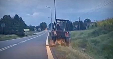 Jechał zygzakiem, śpiewał i o mało nie wjechał w słup. Traktorzysta miał ponad 3 promile