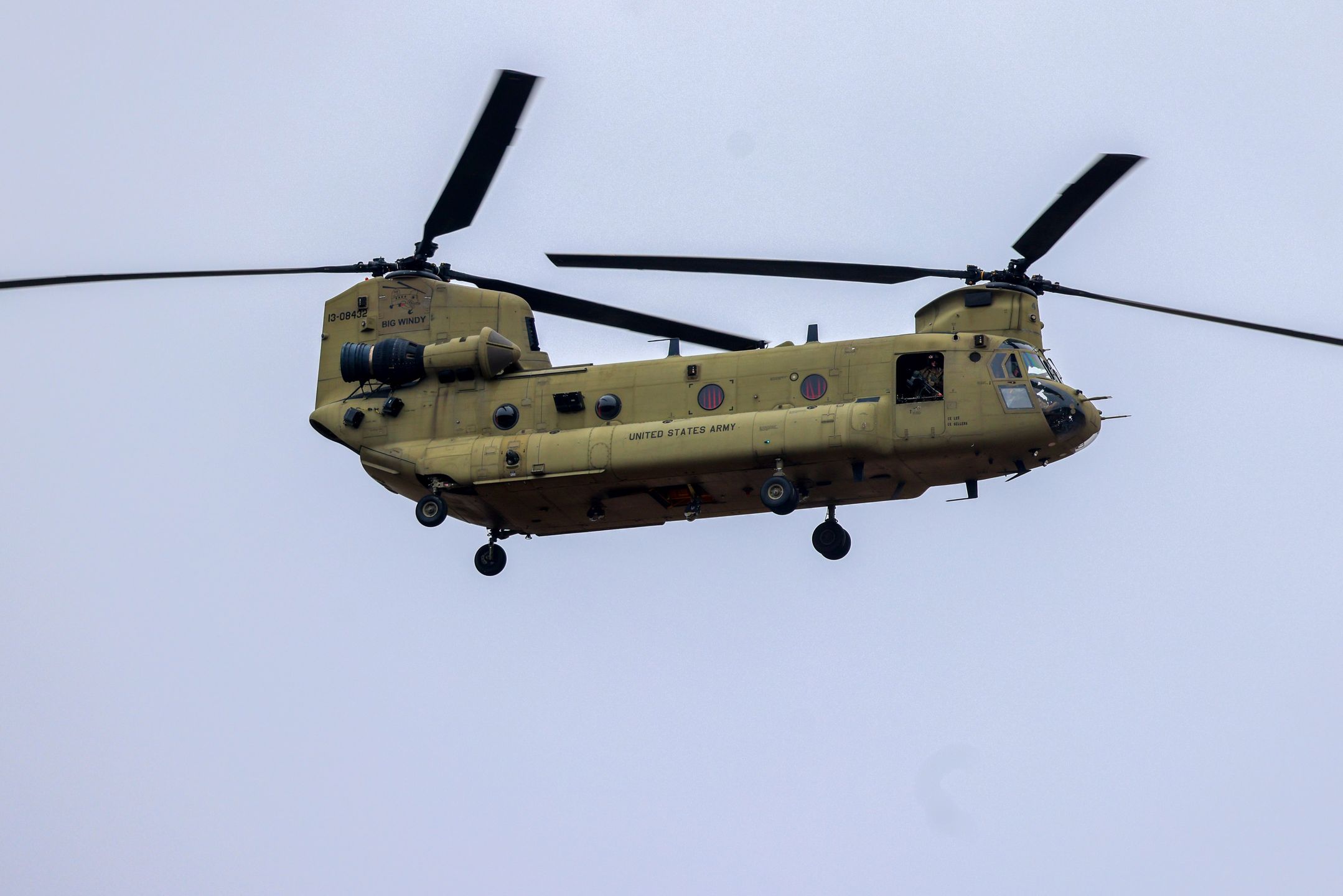 A US army Chinook helicopter flying during the 'Allied Spirit 25' US military and North Atlantic Treaty Organization (NATO) training exercise at the US Army's Hohenfels training area in Hohenfels, Germany, on Wednesday, March 12, 2025. A ramp-up in defense spending doesn't have to lead to slower interest-rate reductions by the European Central Bank, according to Governing Council member Olli Rehn. Photographer: Alex Kraus/Bloomberg via Getty Images
