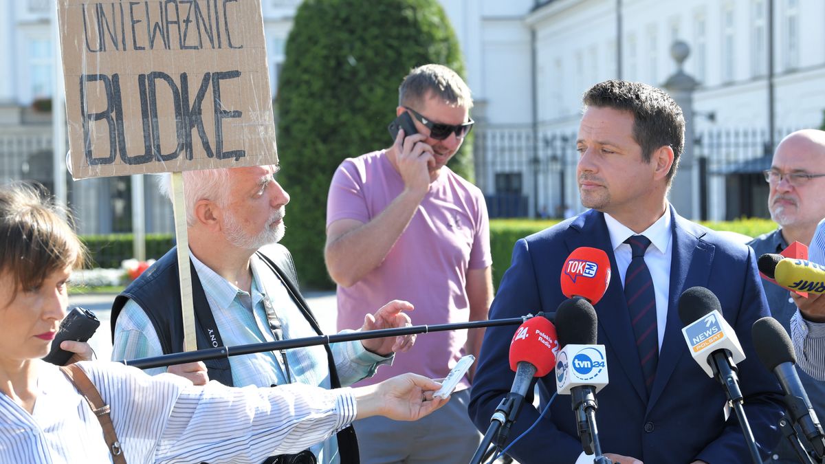 Incydent na konferencji Rafała Trzaskowskiego