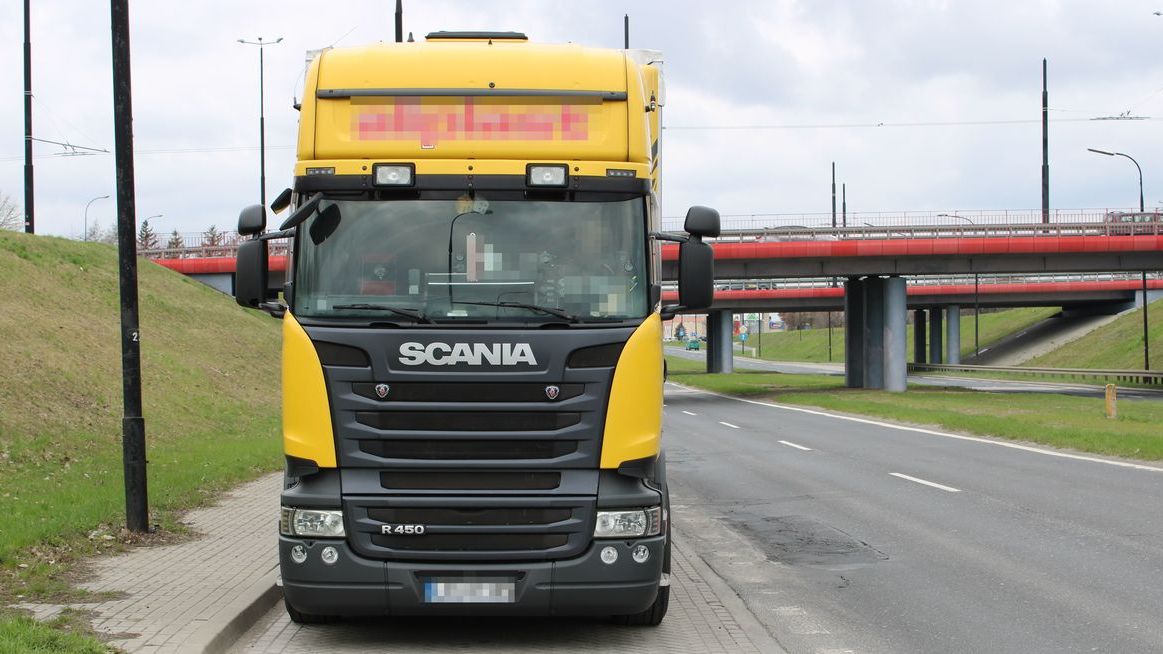 Scania r450 zatrzymana przez policję i ITD na al. Witosa