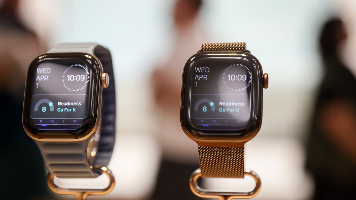 The Apple Watch Series 12 during the first day of in-store sales of Apple's latest products at Apple's Fifth Avenue store in New York, US, on Friday, Sept. 18, 2026. Apple launched new products including the iPhone 18 Pro line, AirPods 5 earbuds and fresh smartwatches. Photographer: Michael Nagle/Bloomberg via Getty Images