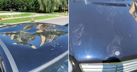 Lublin: Ktoś uszkodził zaparkowanego mercedesa. Skakał po dachu, urwał emblemat z maski