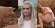 Odziana w różowy dresik Izabela Macudzińska sprząta chlew i WYMIOTUJE w "Damach i Wieśniaczkach". "Nie zjem więcej schabowego" (WIDEO)