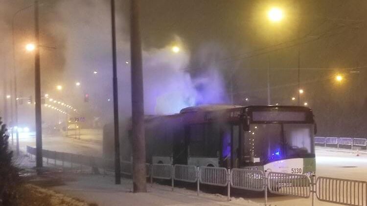 Pożar autobusu MPK Lublin na ul. Orkana