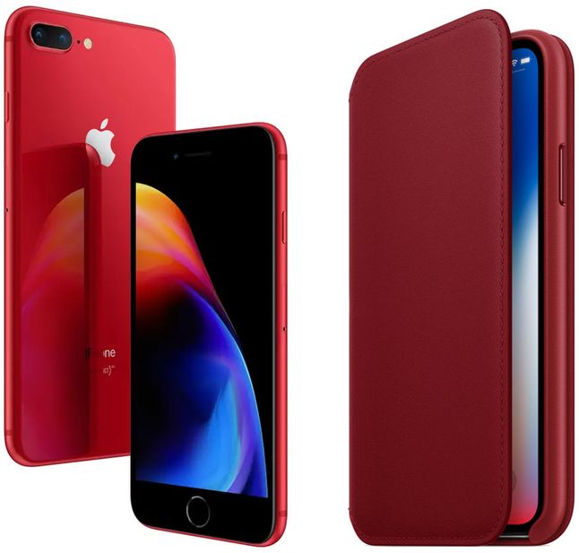 Czerwony iPhone 8 Plus i czerwone etui na iPhone'a X