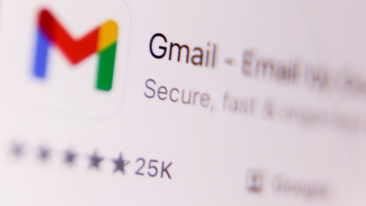 Gmail on App Store displayed on a phone screen is seen in this illustration photo taken in Krakow, Poland on April 8, 2024. (Photo by Jakub Porzycki/NurPhoto via Getty Images)