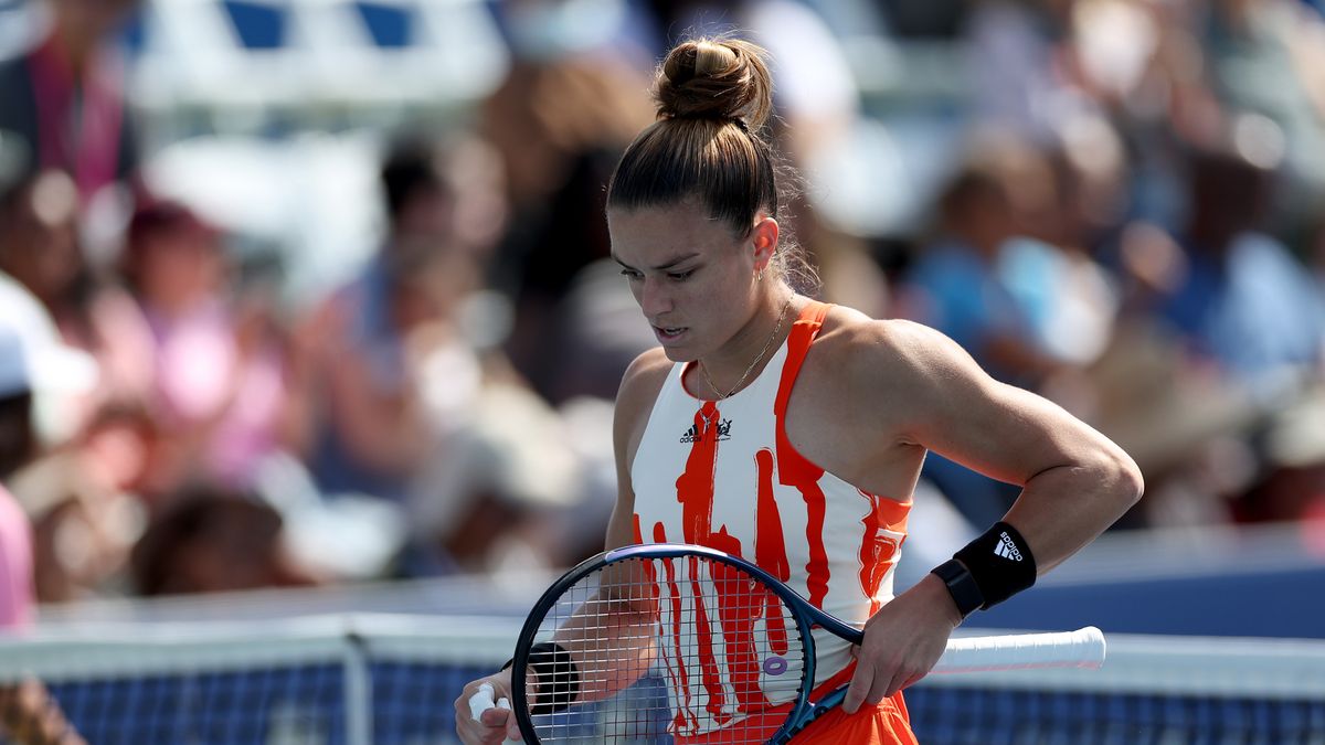 SAN DIEGO, CALIFORNIA - OCTOBER 11:  Maria Sakkari of Greece looks on against Donna Vekic of Croatia during the San Diego Open, part of the Hologic WTA Tour, at on October 11, 2022 in San Diego, California. (Photo by Sean M. Haffey/Getty Images)