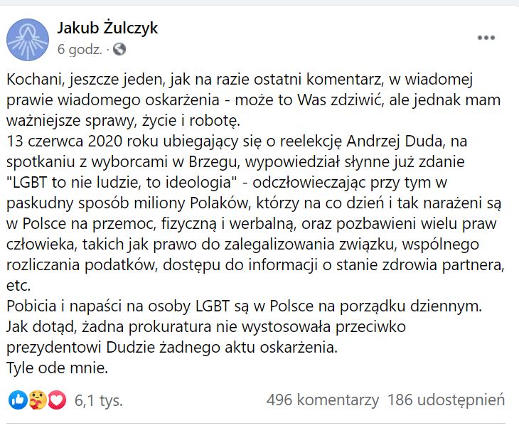 Jakub Żulczyk oskarżony o znieważenie prezydenta Andrzeja Dudę