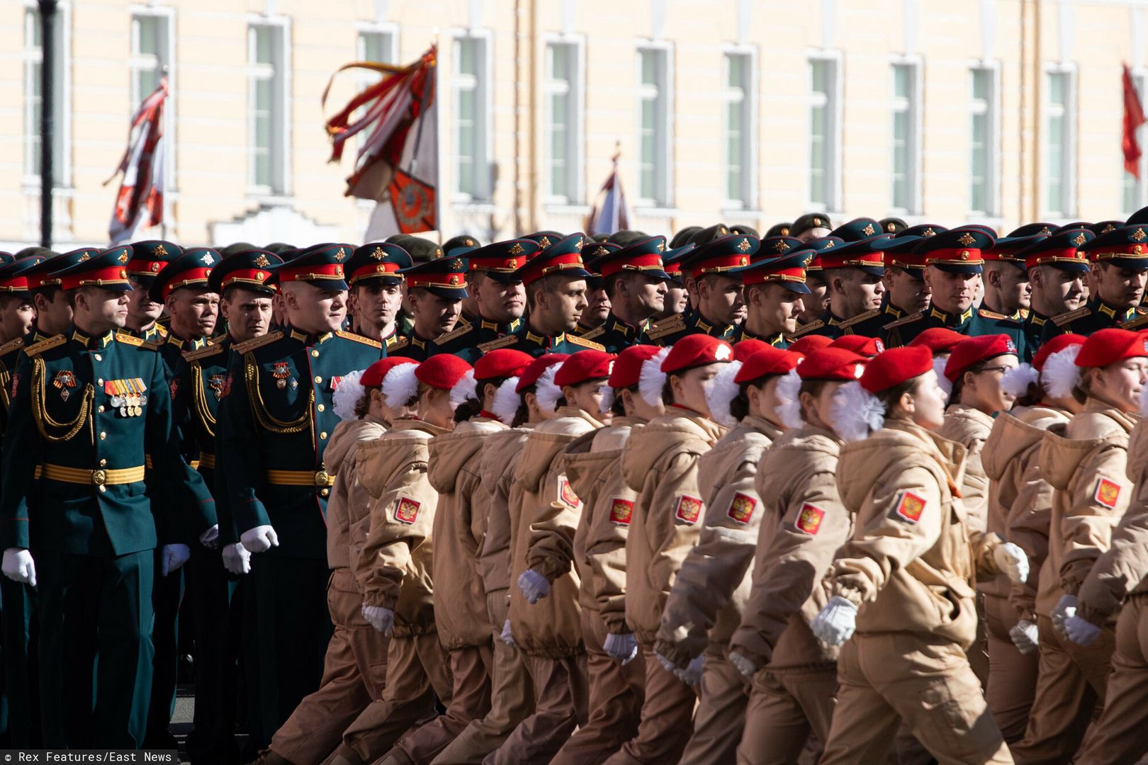 Pr�by do Parady Zwyci?stwa w Petersburgu
Mandatory Credit: Photo by Artem Priakhin/SOPA Images/Shutterstock (14457201v)
Russian military personnel and participants of the All-Russian children's and youth military-patriotic public movement Yunarmiya during the rehearsal of the Victory Parade for May 9 on Palace Square.
Russia is preparing to celebrate May 9
Artem Priakhin/SOPA Images/Shutt