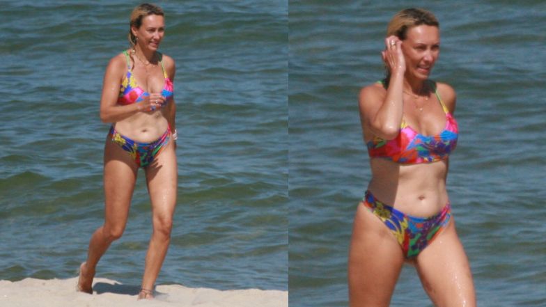 Anna Kalczyńska na plaży