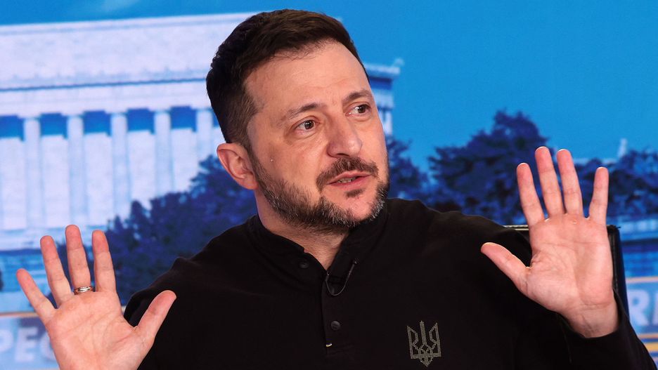 WASHINGTON, DC - FEBRUARY 28: Ukrainian President Volodymyr Zelensky speaks during an interview with Fox News Chief Political Anchor Bret Baier on Special Report With Bret Baier at the Fox News studios on February 28, 2025 in Washington, DC. Zelensky addressed his heated Oval Office meeting with President Donald Trump and Vice President JD Vance earlier today that cut short his planned White House visit and put a preliminary minerals agreement and U.S. security support for Ukraine into question. (Photo by Win McNamee/Getty Images)