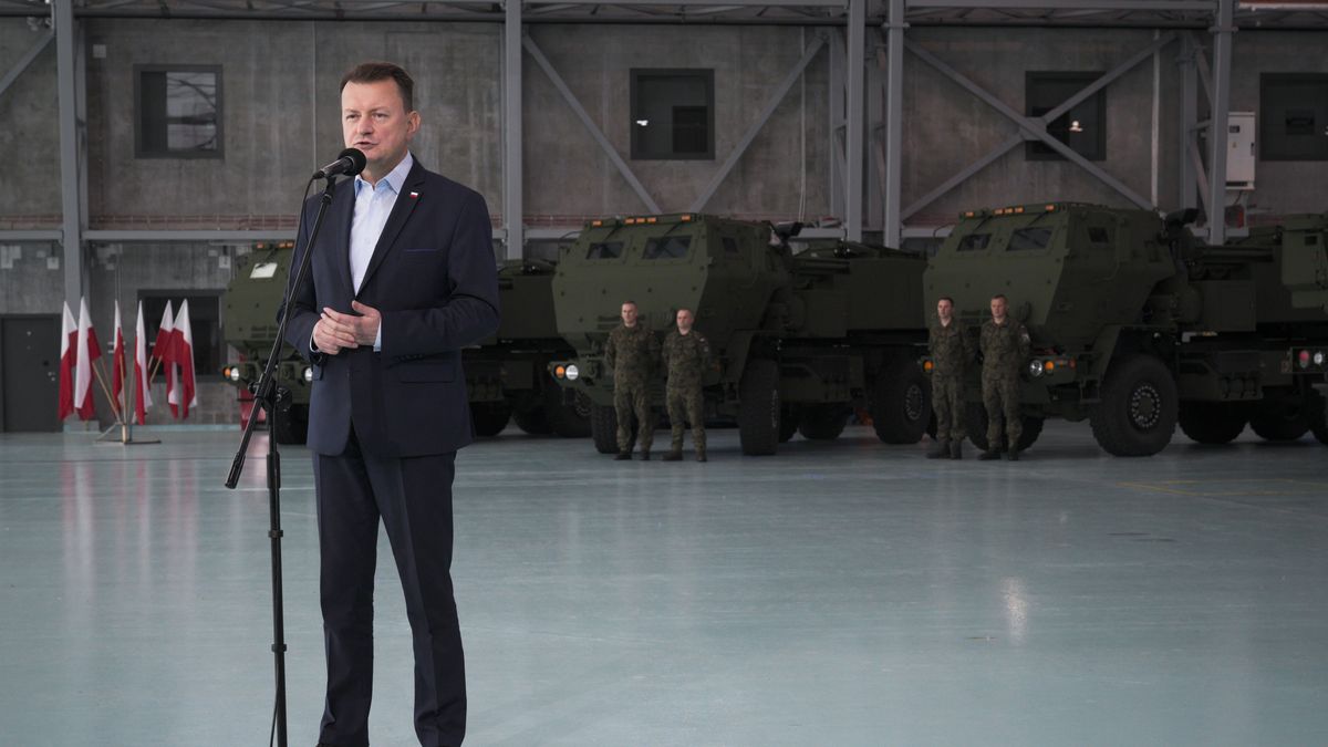 Several of the first batch of received HIMARS rocket launchers are seen at the First Transport Aviation Base on 15 May, 2023 in Warsaw, Poland. Polish Minister of Defence Marisuz Blaszczak has announced negotitations of the purschase of a total of 500 more units from the US. (Photo by Jaap Arriens/NurPhoto via Getty Images)