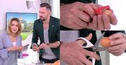 Prokop i Kalczyńska obierają surowe jajka…