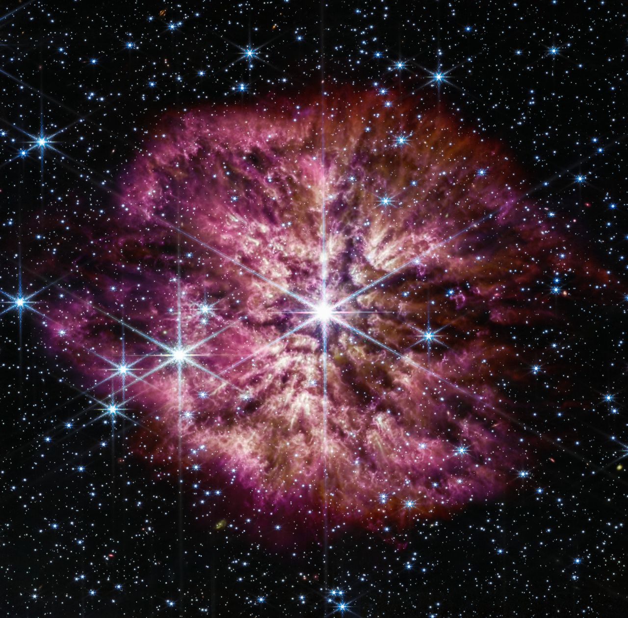 Gwiazda Wolf-Rayet 124 zaobserwowana przez Teleskop Webba