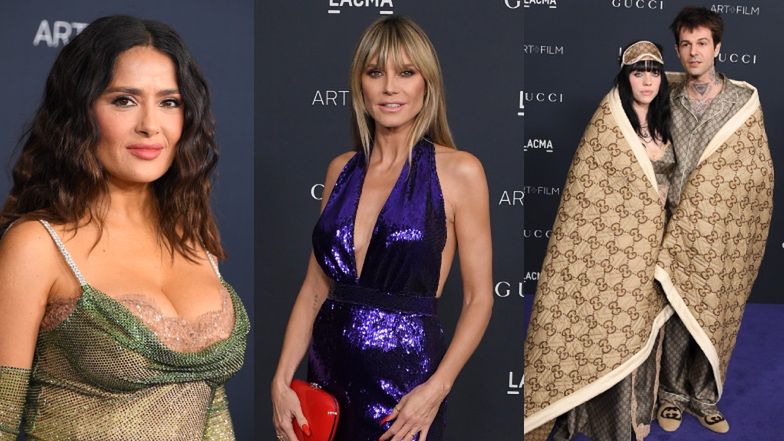 ZATRZĘSIENIE gwiazd na LACMA Art + Film Gala 2022. Billie Eilish z ukochanym w piżamach, prezentująca dekolt Salma Hayek i cekinowa Heidi Klum (ZDJĘCIA)