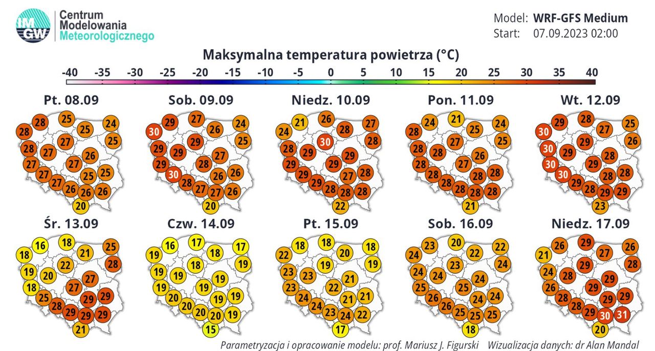 Pogoda na 10 dni. Maksymalna temperatura we czwartek 14 września nie przekroczy 20 st. C