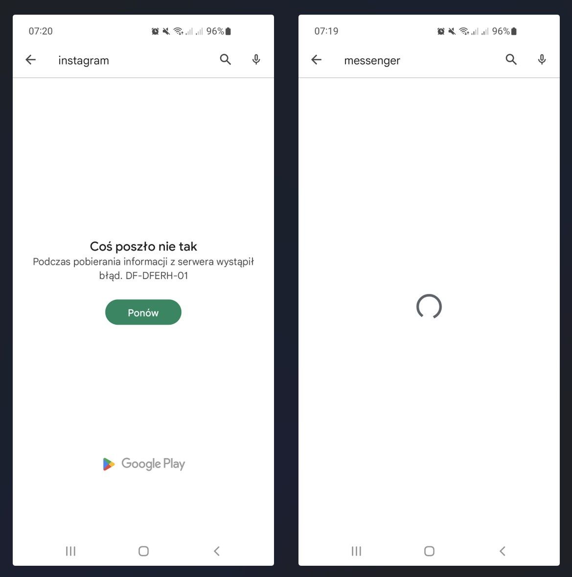 Sklep Google Play nie działa