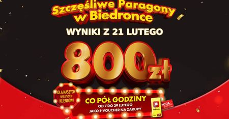 Szczęśliwe Paragony w Biedronce 21.02. Kto wygrał? Wyniki z 21 lutego: lista zwycięzców