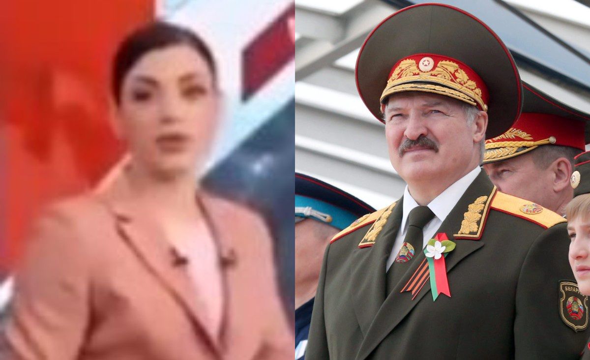 Na zdjęciu po lewej kadr z białoruskiej TV, po prawej Łukaszenka