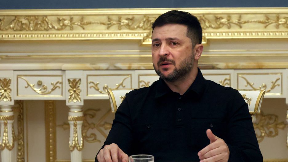 President of Ukraine Volodymyr Zelenskyy participates in a briefing at the Office of the President following the Staff meeting in Kyiv, Ukraine, on November 7, 2025. (Photo by Pavlo Bahmut/Ukrinform/NurPhoto via Getty Images) NO USE RUSSIA. NO USE BELARUS. (Photo by Ukrinform/NurPhoto via Getty Images)