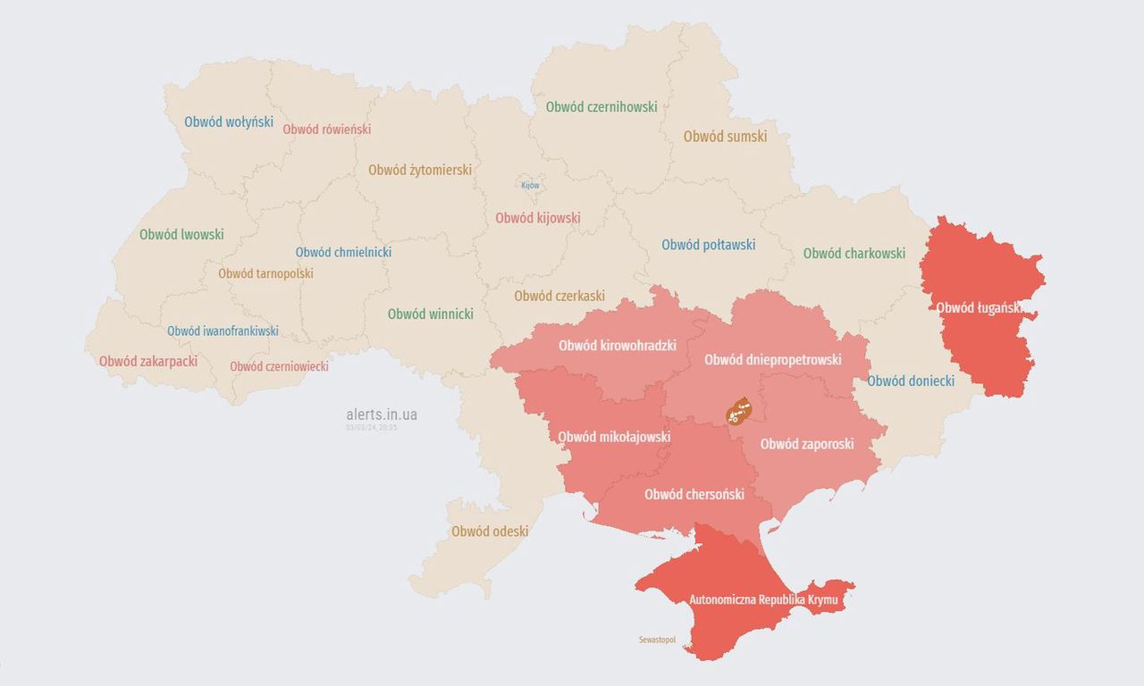 Alarm przeciwlotniczy w części Ukrainy