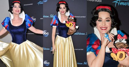 Infantylna Katy Perry w przebraniu Królewny Śnieżki