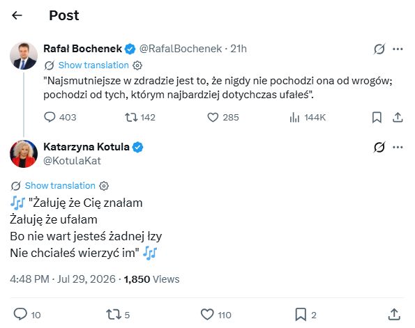 Odpowiedź Katarzyny Kotuli na wpis Rafała Bochenka
