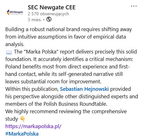 SEC Newgate promowała aktywnie raport 
