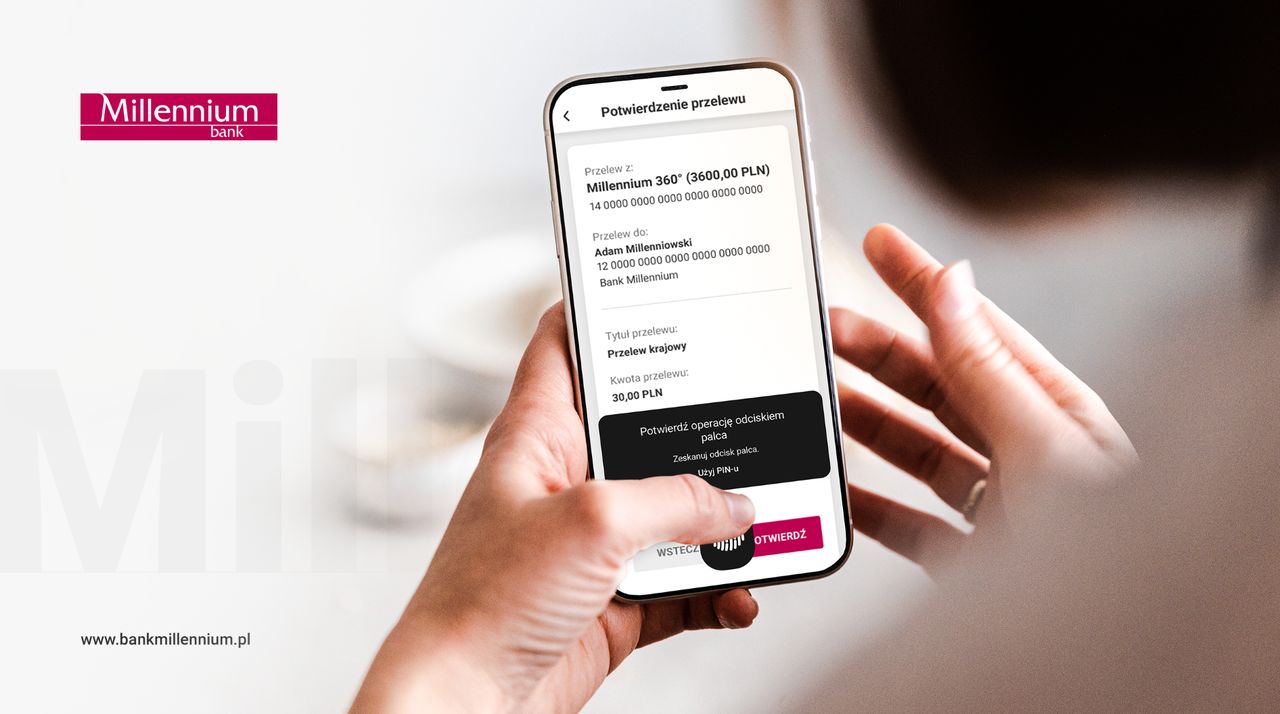 Bank Millennium udostępnia autoryzację operacji biometrią
