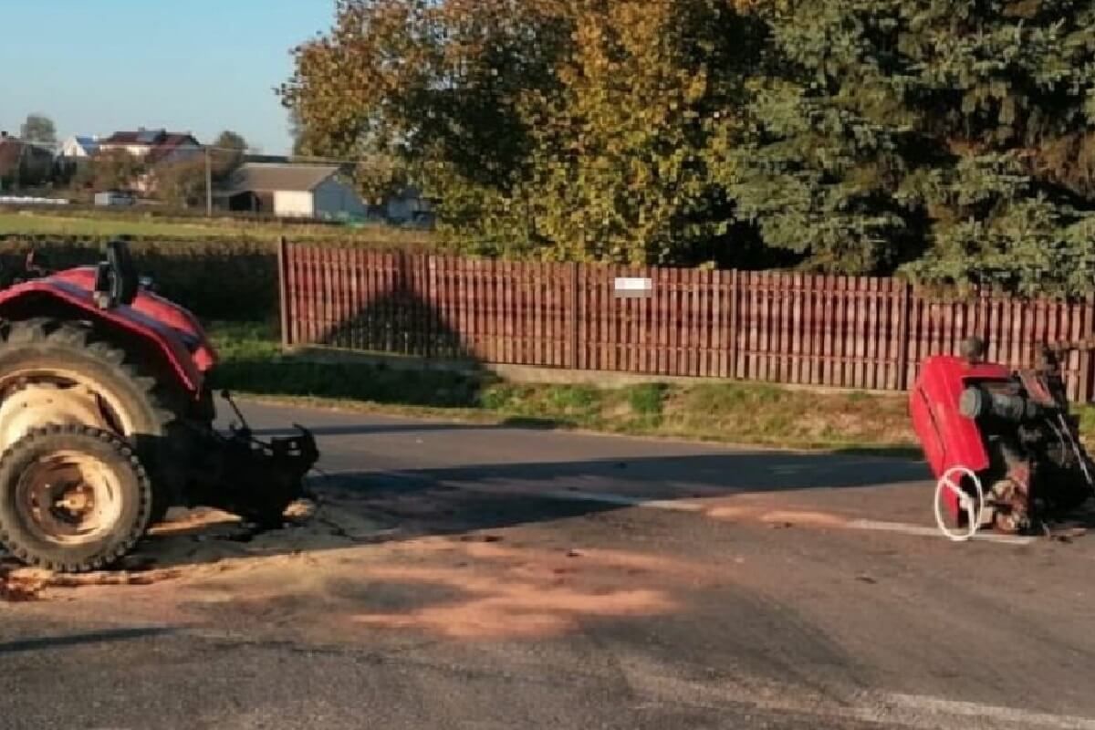 Zderzenie ciągnika z samochodem