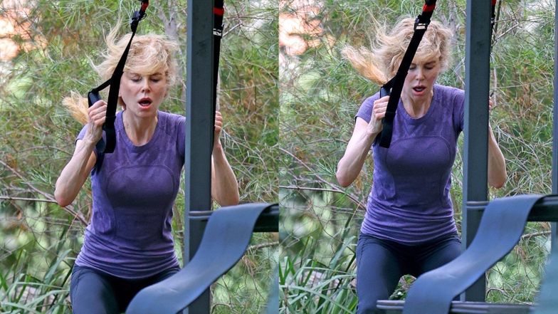 Nicole Kidman ćwiczy na siłowni pod chmurką