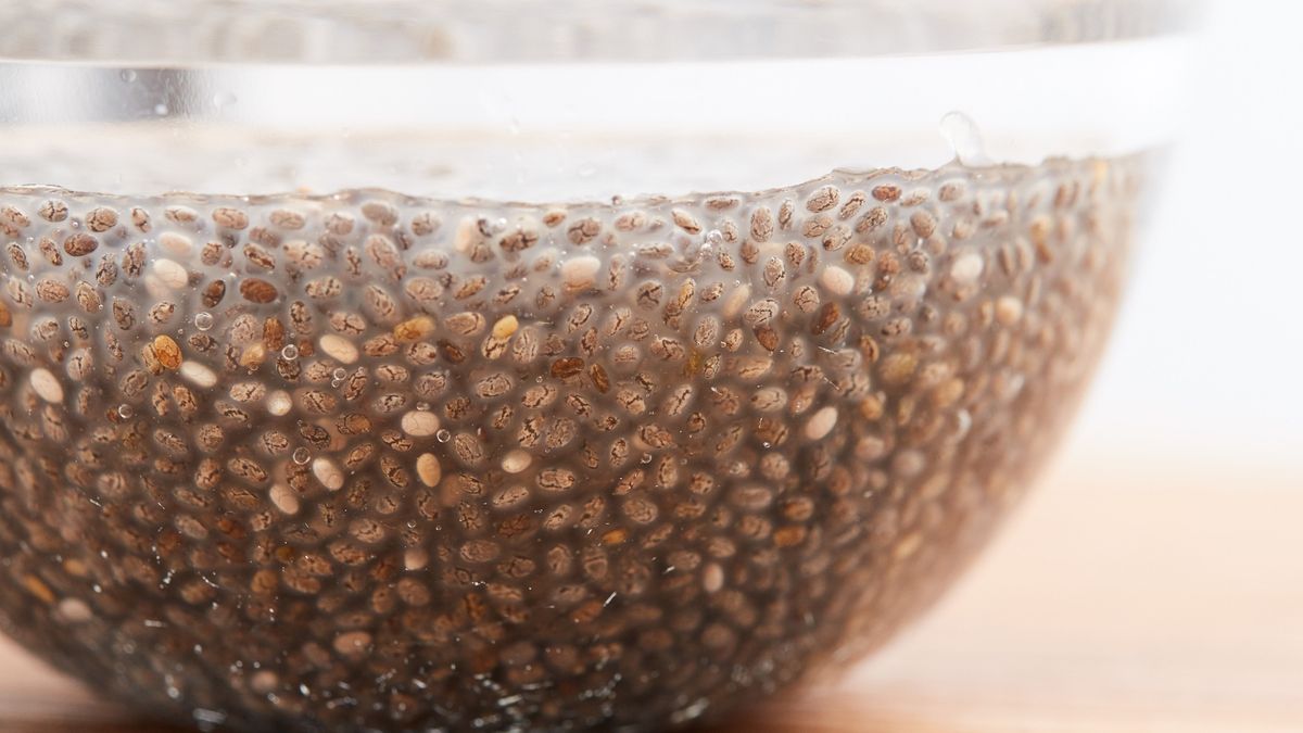 Chia seeds dipped in water.Chia seeds soaked in water and mellowedkazuma seki