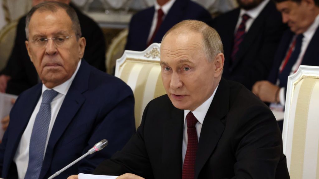 BRICS Leader's Summit In Kazan
KAZAN, RUSSIA - OCTOBER 22: (RUSSIA OUT) Russian President Vladimir Putin (R) speeches as Foreign Minister Sergey Lavrov (R) looks on during a meeting with Indian President Narendra Modi prior to the opening of the BRICS Leader's Summit on October 22, 2024 in Kazan, Tatarstan Republic, Russia. Putin and representatives of 30 countries are gathering in Kazan for the 16th BRICS Summit today. (Photo by Contributor/Getty Images)
Contributor
bestof, topix