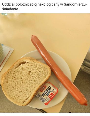 Zdjęcie rzekomego śniadania w sandomierskim szpitalu