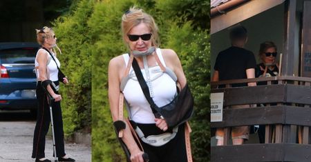 Sylwia Wysocka usiłuje dostać się do domu w asyście policji (ZDJĘCIA)