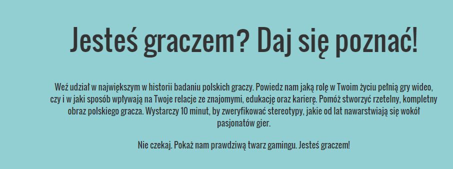 Ankieta “Jestem Graczem” ma wyłonić portret typowego gracza. Czyli kogoś, kto nie istnieje 2