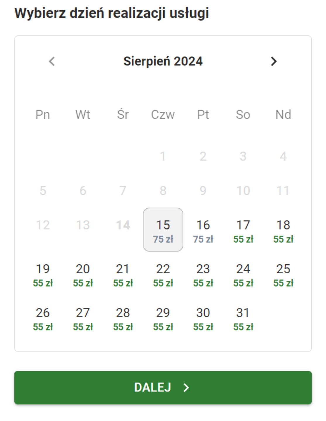 Zakup biletów w dniu 14 sierpnia br.