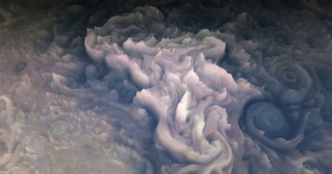 Zdjęcie chmur Jowisza wykonane przez sondę Juno