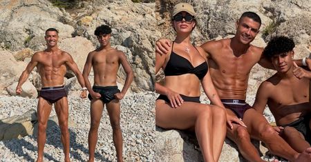 Cristiano Ronaldo PRĘŻY MUSKUŁY na Majorce i chwali się WYROŚNIĘTYM synem! Są jak dwie krople wody? (ZDJĘCIA)