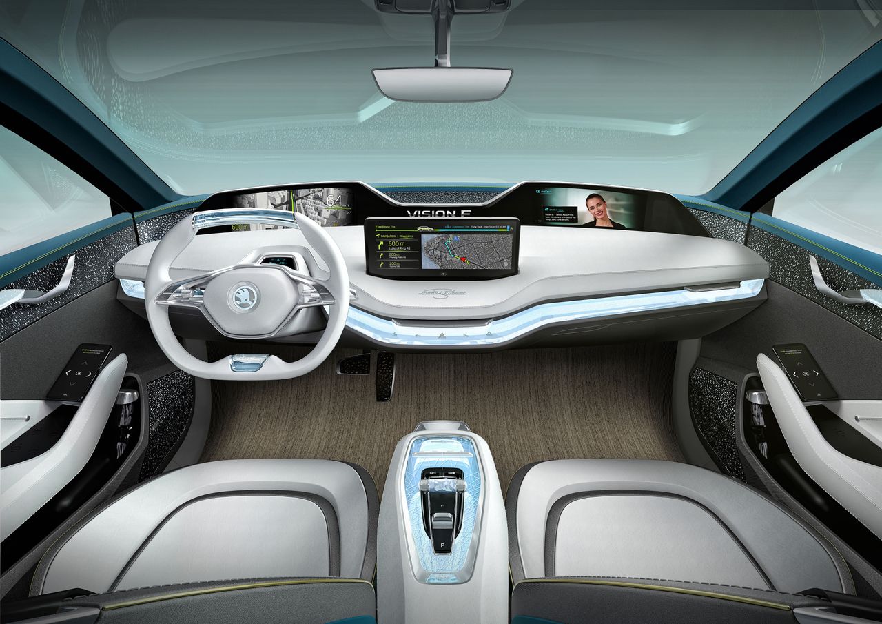 Wnętrze konceptu Vision E - zapowiadającego kierunki w jakich podąży Škoda jeśli chodzi o innowacje i stylistykę