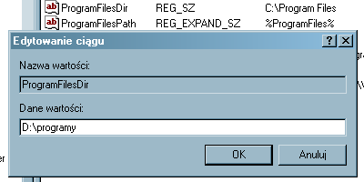 Rejestr: zmiana domyślnego folderu instalacji 2