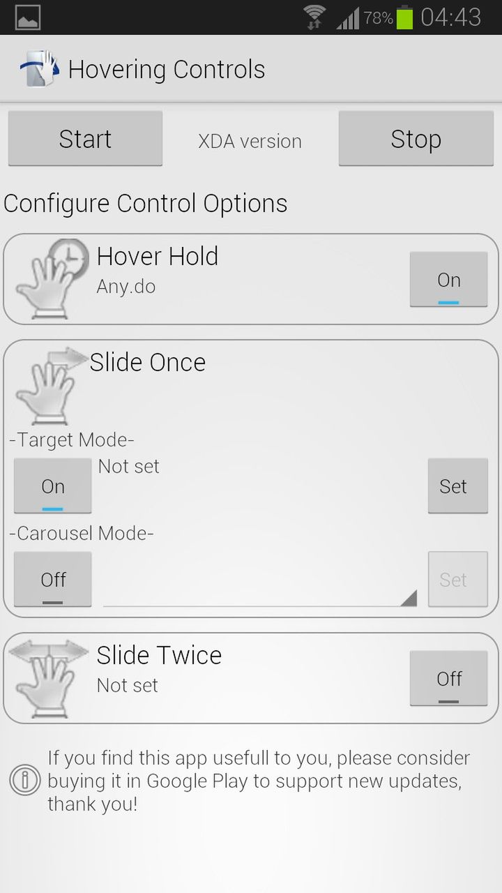 Hovering Controls