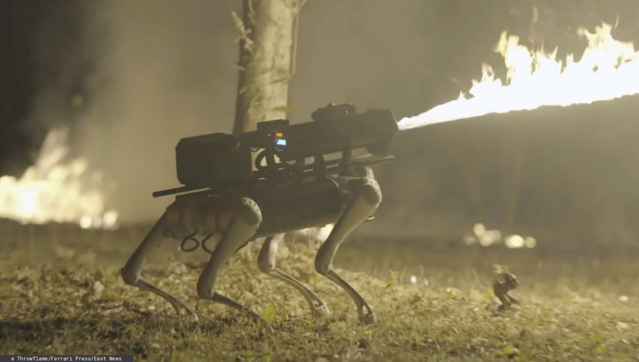 The robot dog has, among other things, a built-in flamethrower.