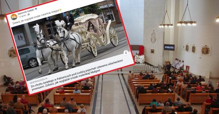 Bajkowy orszak pod kościołem. Małgosia przyjechała do chrztu karetą