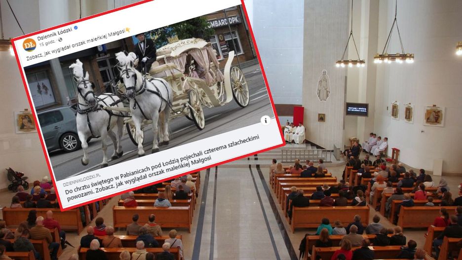 Bajkowy orszak pod kościołem. Milenka przyjechała do chrztu karetą