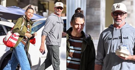 Hugh Jackman i Sutton Foster pielęgnują miłość na randce w restauracji. Ładnie razem wyglądają? (FOTO)