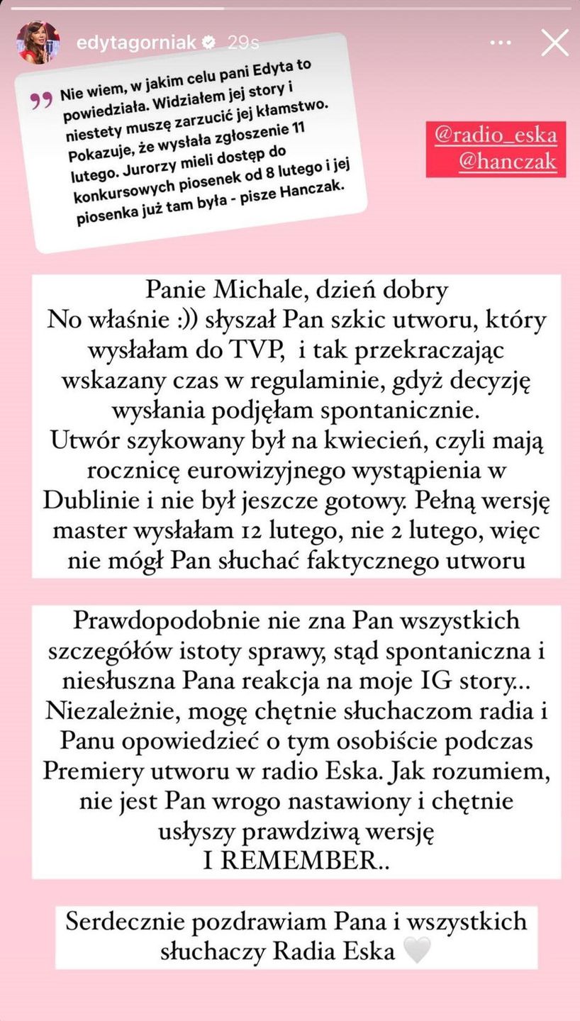 Odpowiedź Edyty Górniak